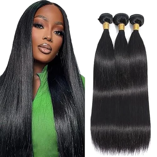 Offerta a tempo: Tuheerst 28 30 32 Zoll 1B Natural Black Bundles Human Hair Double Weft Straight capelli umani Extensions Unprocessed Brazilian Virgin Hair Capelli Umani Total 3 Bundles Total 150g - 33% da 56.91 € a 37.94 €