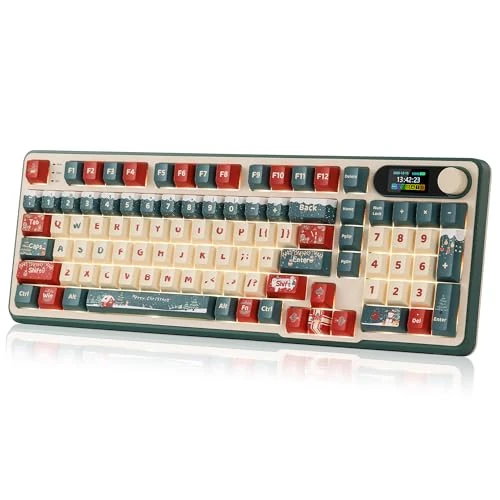 Offerta a tempo: RK ROYAL KLUDGE S98 Tastiera meccanica con display intelligente e manopola, wireless BT/2.4G/USB-C montaggio superiore 96%, sostituibile a caldo, supporto software, suono cremoso, 98 tasti, QWERTY - 57% da 139.99 € a 60.49 €
