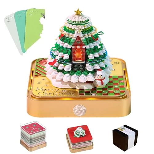 Hojalis 2026 3D Table Calendar, 2026 3D Tear-off Calendar 2026 Table Calendar with LED Lights, Unique Paper Sculpture for Desk Decoration, Artistic 3D LED Office CAlendario