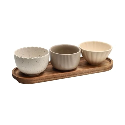 Limited-time offer: Tognana, Set of 3 Bowls + Oval Tray 28.5 x 9 cm Plume, Stoneware, Multicolour from 17.82 GBP to 17.82 GBP (save 0%)