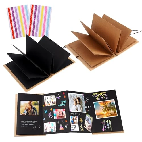 Limited offer: Pack of 2 Photo Album for DIY Small 12 x 18 cm Photo Book for Gluing 34 Pages Photo Album Small Scrapbook Album for Birthday Gift Guest Book Wedding Gift Graduation Gift from 11.99 EUR to 11.99 EUR (save 0%)