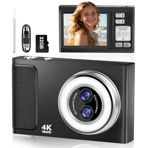 Tijdelijke aanbieding: 2,8 Inch Digitale Camera, Jdz 4K Hd Ccd-Camera, 16 X Zoom, 48 Mp Digitale Camera, Autofocus Camera Digitale Ingebouwde 32 G Sd-Kaart, Voor Jongens En Meisjes, Jongeren, Beginners, Volwassenen, Zwart van 53.45 EUR naar 36.88 EUR (korting 31%)