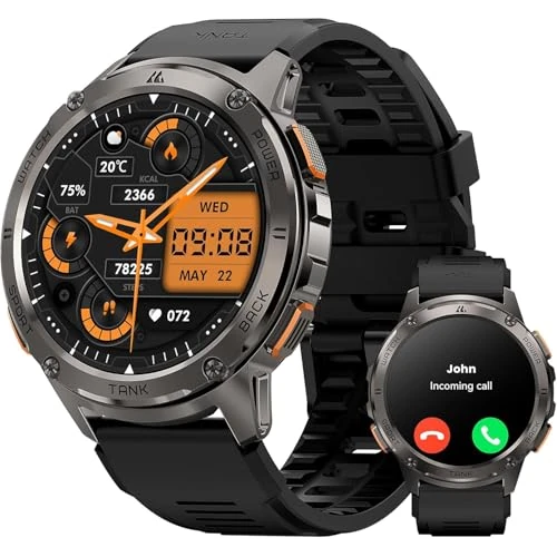 Offerta a tempo: KOSPET T3 Smartwatch Uomo, Display AMOLED da 1,43", Batteria extra large, Corpo in acciaio inox robusto orologio militare, Monitoraggio Frequenza Cardiaca e SpO2, Resistenza Acqua 5ATM Nero - 15% da 99.99 € a 84.99 €