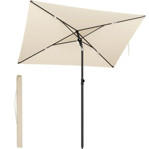Offerta a tempo: SONGMICS Ombrellone da Patio 190 x 120 cm, Parasole da Esterno, Protezione UPF 50+, Tettuccio Inclinabile, Giardino Terrazza Spiaggia, Borsa per il Trasporto, Base Non Inclusa, Beige GPU024LZ01 - 49% da 49.99 € a 25.49 €