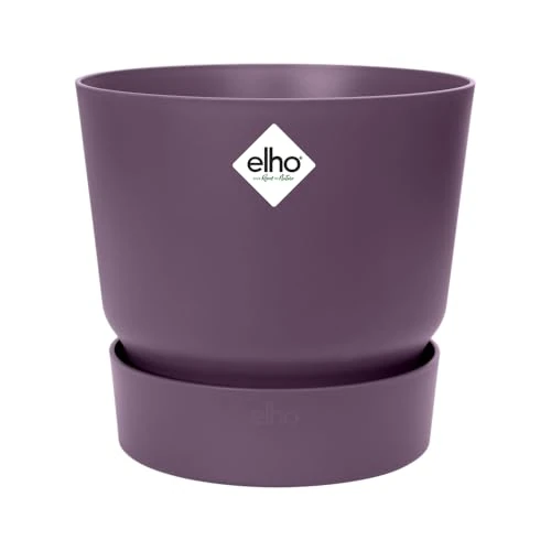 Elho Greenville Round 16 - Macetero por Exterior - 100% Plástico Reciclado - Ø 16.0 x H 15.3 cm - Violeta/Vintage Circuela
