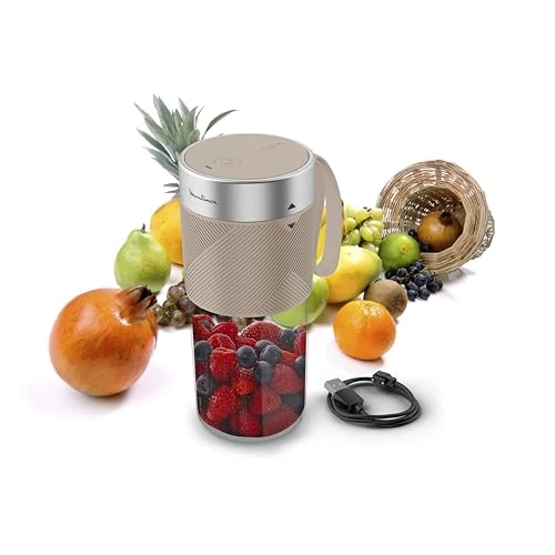 Moulinex Lightmix Portable Blender, 300 ml, Powerful and Quiet, Shatterproof Tritan Tumbler, Long Autonomy and Auto Shutdown, Clay Color, LM1C0A