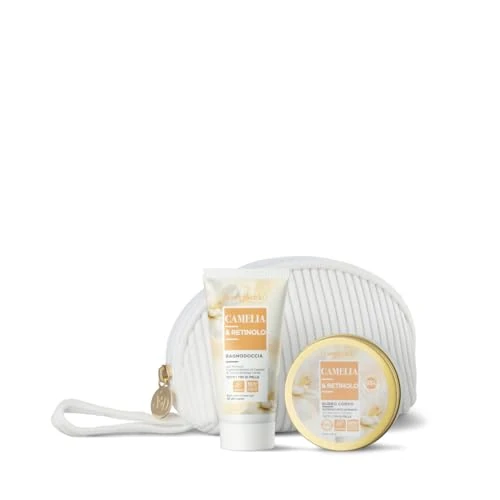 Bottega Verde - Geschenkbox Kamelie und Retinol mit Tasche, Duschbad 50 ml und Körperbutter 550 ml, Geschenkidee