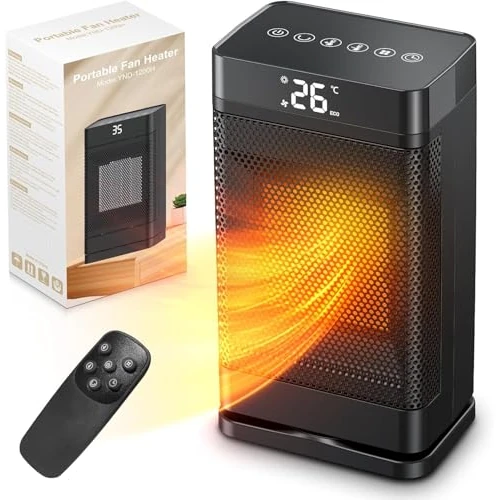 Tijdelijke aanbieding: Elektrische Kachel, 1500W Heater, Keramische Ventilatorkachel 90° Oscillatie, 15-35℃ Instellingen Elektrische Verwarming, 3 Verwarmingsmodi, Timer 12 uur, Afstandsbediening, Kantel-en Oververhitting van 58.56 EUR naar 58.56 EUR (korting 0%)