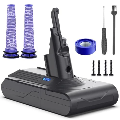Offerta a tempo: Keenstone Batteria per Dyson V8, 8000mAh Batteria di Ricambio Compatibile con Dyson V8 Absolute, Fluffy, Animal, SV10, Motorhead, Slim Fluffy, Total Clean, Extra, con 3 Filtri - 0.00% da 48.99 € a 48.99 €