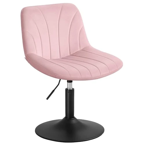 VASAGLE Dressing Table Chair, Height Adjustable Bar Stool with Back, 360° Swivel Beauty Stool for Bedroom, Dining Room, Home Office, Velvet, Jelly Pink LJB160SA02