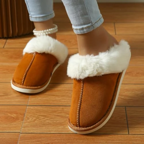 Chaussons plats en mousse à mémoire de forme pour femme, marron, 8-9