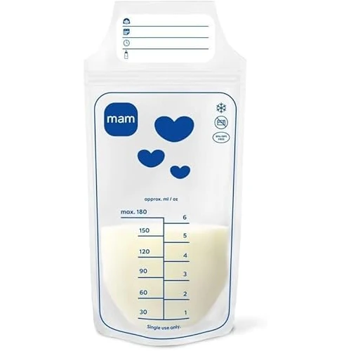 Offerta a tempo: MAM Milk Bag – Sacchetti Latte Materno 25 pezzi, Bustine latte materno monouso congelabili, facili da riempire e con zip doppia a prova di perdita, Accessori neonato compatibili con Tiralatte MAM - 43% da 8.99 € a 5.09 €