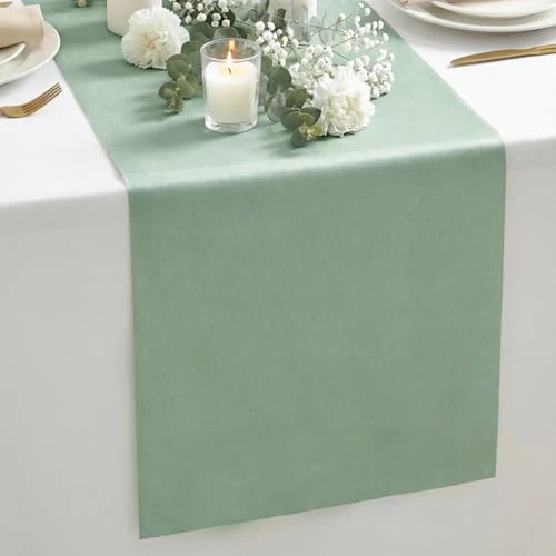 Artoid Mode Chemin de Table en Non-tissé Vert 30 cm x 25 m, Nappe Décorative de Table Intérieur Vacances Anniversaires Mariages Fête