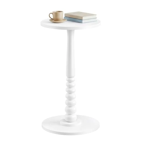 Limited-time offer: VASAGLE MARIEL Collection - Round Side Table, Small Drink End Table for Small Spaces, Accent Nightstand, Solid Wood Leg, Mid-Century Modern, for Living Room Bedroom, Cloud White LET293WB02 from 19.99 £ to 19.99 £ (save 0.00%)