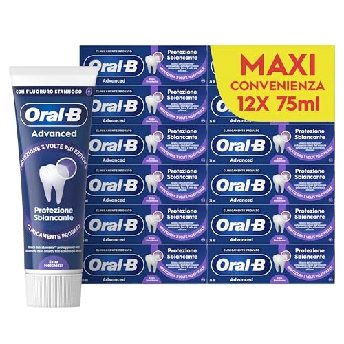 Offerta a tempo: Oral-B Dentifricio Advanced Protezione Sensibilità 12x75ml, Dentifricio Formato Convenienza per Denti Sensibili, Pulizia Denti Efficace, Alito Fresco, Sapore Eucalipto Menta Piperita - 58% da 59.99 € a 24.99 €