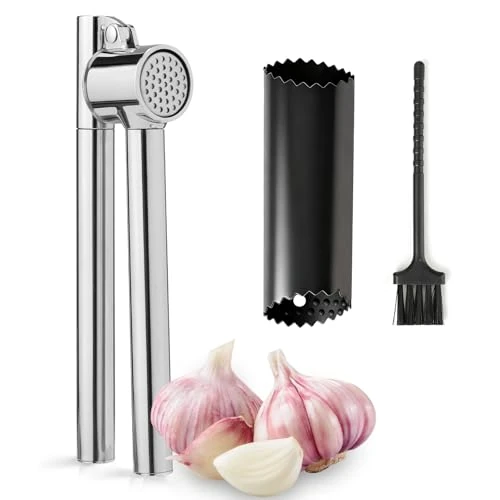 Offre limitée : VINATO Presse Ail Acier Inoxydable 304, Éplucheur, Brosse de 10.99 € à 9.42 € (14% de remise)