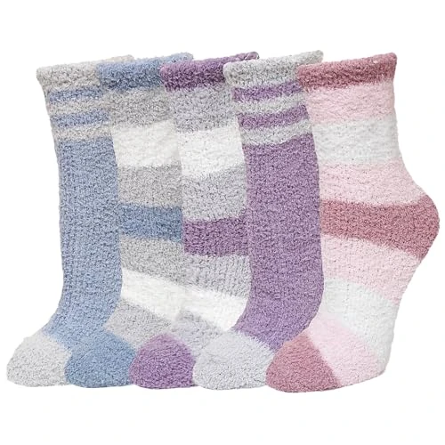 Offerta a tempo: LOFIR Calzini Invernali da Donna per la Casa: Calze Termiche Morbide e Soffici in Pile di Corallo - Calzettoni Caldi e Pesanti Idea Regalo Natalizia 5 Paia Taglia 36-42 Righe - 53% da 14.98 € a 6.98 €