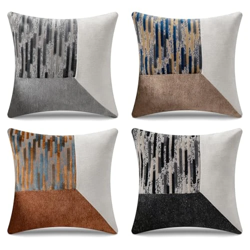 Ecofocet Juego de 4 Fundas de Cojines 45x45 cm, Fundas Cojines Sofa, Cojine Decoracion Sofa, Suaves y Transpirables, Cushion Covers con Cremallera Oculta para Sofá/Dormitorio/Sala de Estar