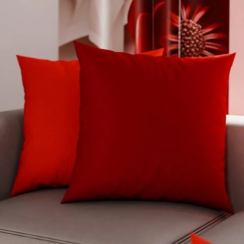 PETTI Artigiani Italiani - Paar kussenslopen 80 x 80 cm van microvezel, decoratief kussen voor slaapkamer bank set van 2 kussenslopen, dubbelzijdige kussensloop, rood en bordeaux