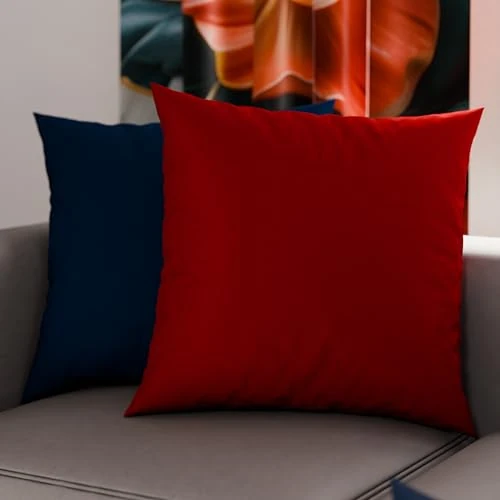 PETTI Artigiani Italiani - Coppia di Federe Cuscino 65x65 cm in Microfibra, Cuscini Arredo Camera da Letto, Divano, Set 2 Fodere Copricuscino, Federa Double Face Blu Bordeaux