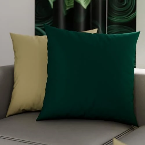 PETTI Artigiani Italiani - Pair of Pillowcases 80x80 cm in Microfiber, Bedroom Furniture Cushions, Sofa, Set of 2 Cushion Covers, Double Face Taupe Green Pillowcase