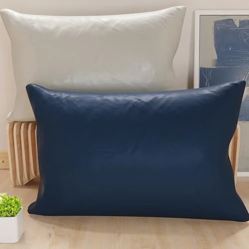 PETTI Artigiani Italiani - Para poszewek na poduszki z mikrofibry 145 x 40 cm, poduszka do sypialni, na sofę, zestaw 2 poszewek na poduszki, szaro-niebieska, podwójna poszewka na poduszkę