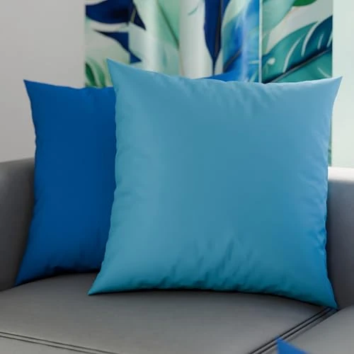 PETTI Artigiani Italiani - Paar kussenslopen 65 x 65 cm van microvezel, decoratief kussen voor slaapkamer bank set van 2 kussenslopen, dubbelzijdige kussensloop, blauw en lichtblauw