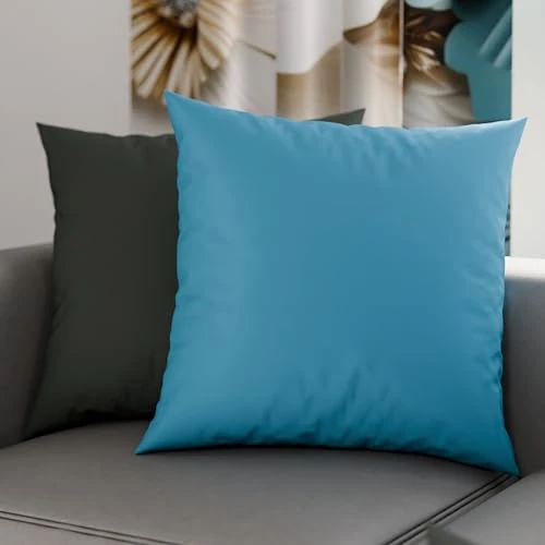 PETTI Artigiani Italiani - 1 paar kussenslopen 60 x 60 cm van microvezel, decoratief kussen voor slaapkamer, bank, set van 2 kussenslopen, dubbelzijdige kussensloop, grijs-lichtblauw