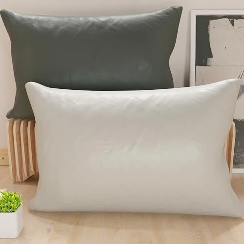 PETTI Artigiani Italiani - Paar kussenslopen 145 x 40 cm van microvezel, decoratief kussen voor slaapkamer bank set van 2 kussenslopen, dubbelzijdige kussensloop, licht en donkergrijs