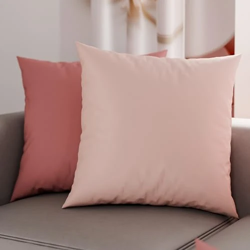 PETTI Artigiani Italiani - 1 Paar Kissenbezüge 60 x 60 cm aus Mikrofaser, Dekokissen für Schlafzimmer, Sofa, Set mit 2 Kissenbezügen, doppelseitig, helles und Dunkles Puder