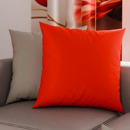 Petti Artesanos Italianos - Par de Fundas de Cojín de Microfibra de 30x30 cm, Cojines Decorativos para Dormitorio, Cojines para Sofá, Juego de 2 Fundas de Cojín, Funda de Almohada Doble, Rojo y Gris