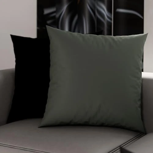 PETTI Artigiani Italiani - Paar kussenslopen 80 x 80 cm van microvezel, decoratief kussen voor slaapkamer, bank, set van 2 kussenslopen, dubbelzijdige kussensloop, grijs en zwart