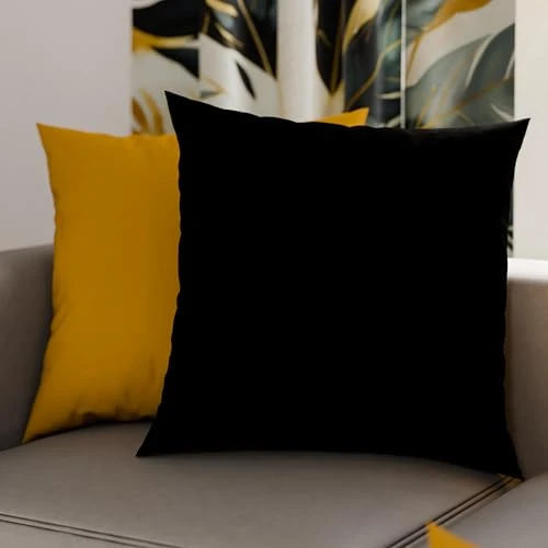 PETTI Artigiani Italiani - Paar kussenslopen 80 x 80 cm van microvezel, decoratief kussen voor slaapkamer, bank, set van 2 kussenslopen, dubbelzijdige kussensloop, okergeel en zwart