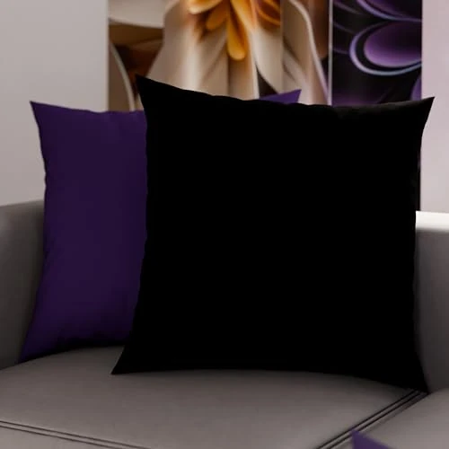 PETTI Artigiani Italiani Para poszewek na poduszki 80 x 80 cm z mikrofibry, poduszki do sypialni, na sofę, 2 poszewki na poduszki, czarno-fioletowa dwustronna poszewka na poduszkę