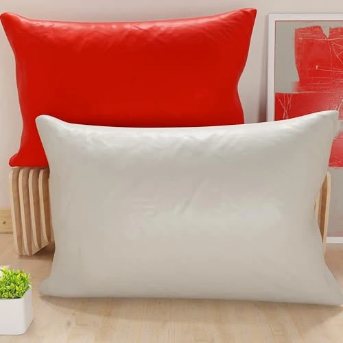 PETTI Artigiani Italiani - Pair of Microfiber Pillowcases 50x30 cm, Bedroom Cushions, Sofa, Set of 2 Cushion Covers, Red and Gray Double Face Pillowcase