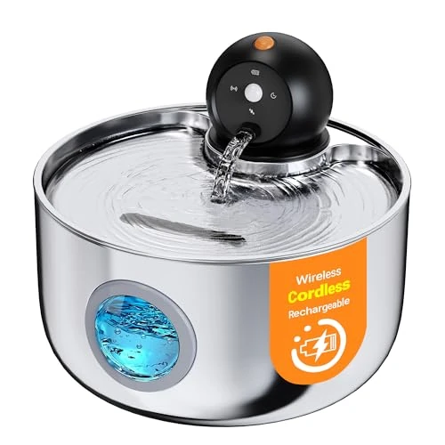 Offerta a tempo: Fontanella per Gatti senza Fili: Fontana per Gatti Acciaio - 2.6L Dispenser Acqua Gatto con Sensore di Movimento - Distributore Automatico Acqua Silenziosa - Abbeveratoio per Cani Piccoli a Batteria - 14% da 39.99 € a 34.29 €