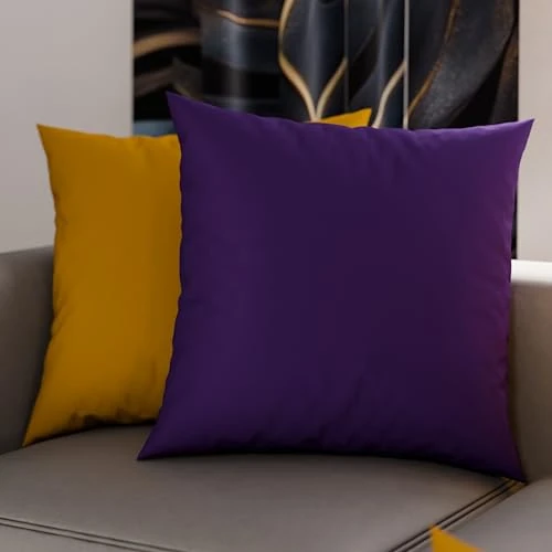 PETTI Artigiani Italiani - Coppia di Federe Cuscino 80x80 cm in Microfibra, Cuscini Arredo Camera da Letto, Divano, Set 2 Fodere Copricuscino, Federa Double Face Viola Giallo Ocra