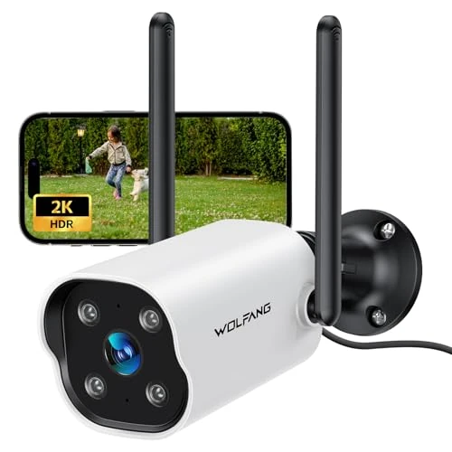 Offerta a tempo: WOLFANG 2K Telecamera Wi-Fi Esterno, Videocamera Sorveglianza con Rilevamento AI, Visione Notturna a Colori 15m, Impermeabile IP65, Sirena, Audio a 2 Vie, Compatibile con Alexa e Google, 2.4G WiFi - 33% da 29.99 € a 19.99 €