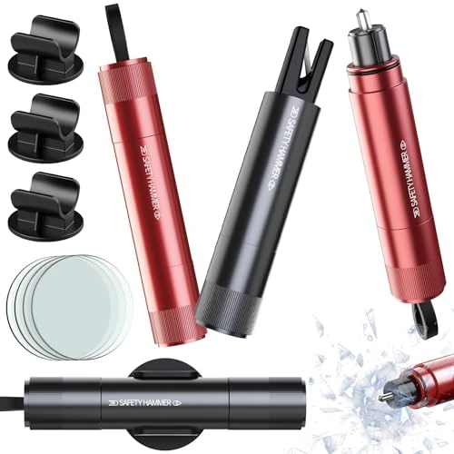 Oferta limitada: Gecool - Martillo de emergencia 2 en 1 con cortador de cenefa, 4 piezas kit de seguridad - Rompecabezas de resorte de tungsteno, hoja en U y base adhesiva. Ideal para coche y autobús. de 24.99 € a 24.99 € (ahorro 0.00%)