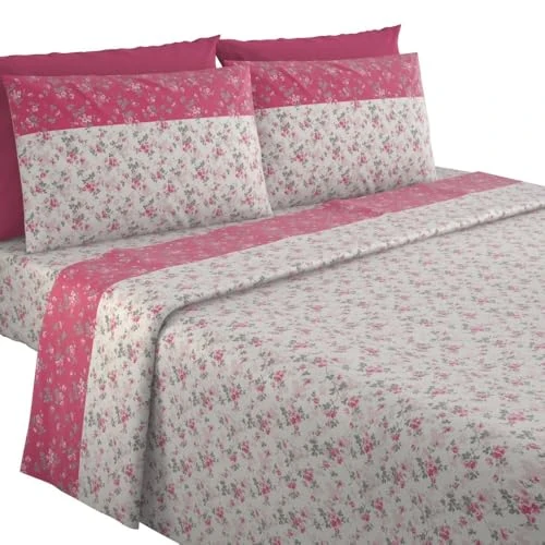 MAXIME MAISON - Juego de sábanas de franela individual de algodón estampado, para cama individual de invierno con fantasía elegante (Garden Cipria)