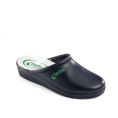 Saniflex 840-1 Médico Certificado Zuecos Mules Zapatillas Zapatos de Cuero, Mujer, Azul, EU 41