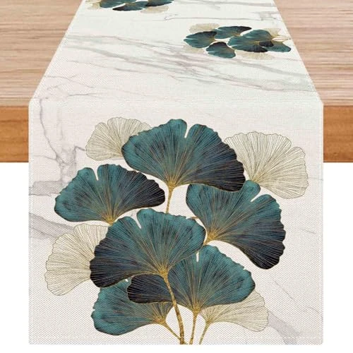 Offerta a tempo: Avalune Runner Tavola Moderno Verdi Oro Foglie Marmo Dorato Textured Rettangolare Ginkgo Centrini Moderni Runner per Il Tavolo per Decorazioni Casa, Cucina, Mobili, Interni ed Esterni, 40 x 180 cm - 20% da 11.99 € a 9.59 €