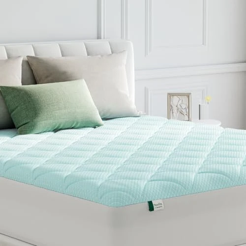 Novilla Cooling Matratzenauflage, 180 x 200 cm, Stoff mit Kühlfaktor, dreilagiger atmungsaktiver Air-Layer, Faserfüllung, elastischer Rand 30 cm, sofortige Kaltberührung