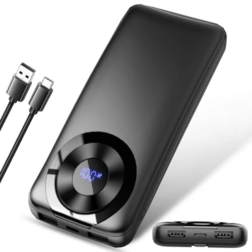 Power Bank, PowerBank 10000 mAh PD 15 W Quick Charge with USB-C Input and Output External Battery, Portable Charger LED Display for iPhone 16/15/14/13/Pro/Pro Max