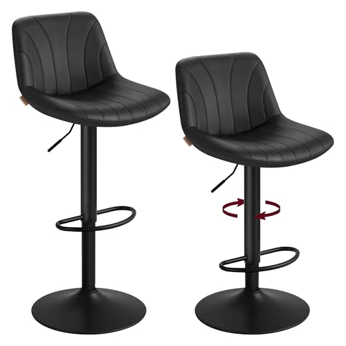 Offerta a tempo: VASAGLE Sgabelli da Bar, Schienale, Sedie da Bar Regolabili in Altezza, Girevoli a 360°, Poggiapiedi Metallo, Sala da Pranzo Cucina, PU, Set di 2, Nero Inchiostro LJB181BH01 - 10% da 89.99 € a 80.74 €