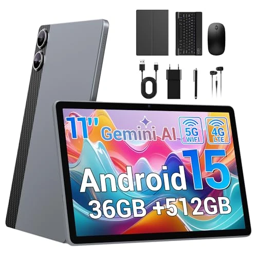 Oferta limitada: BEYNIVAN Tablet 11 Pulgadas Android 15 Tableta con Ranura sim,4G LTE y 5G WiFi,36GB RAM+512GB ROM/9580mAh y 20W/Face ID/GPS/BT 5.0/TÜV/USB-C,Tablet con Teclado de 149.98 € a 143.98 € (ahorro 4%)