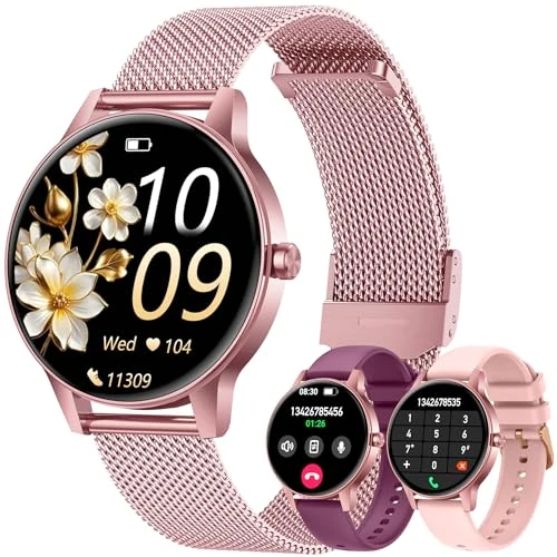 Smartwatch Damski Smartwatch z połączeniami: 1,27" TFT Smart Watch Bluetooth IP68 Wodoodporny z Tętnem SpO2 Monitor Ciśnienia Krwi Uśpienia 110+ Tryby Sportowe dla Android iOS