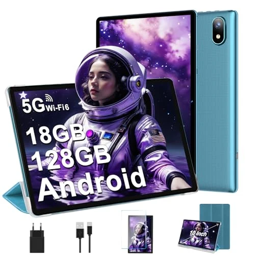 Offerta a tempo: DMOAO Tablet 10 Pollici Android 14 con 18 GB RAM + 128 GB ROM(TF 1TB), FHD Tablet con 5G Wi-Fi 6, Widevine L1, Octa-Core, USB-C, BT 5.0, 6000 mAh, Tastiera + Mouse + Custodia, Blu - 49% da 149.99 € a 75.99 €