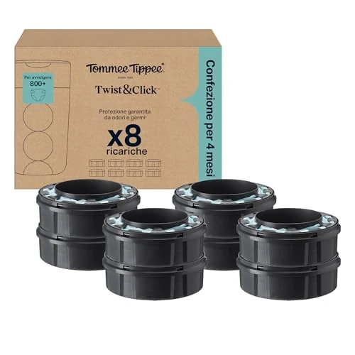 Offerta a tempo: Tommee Tippee ricariche originali per Sistema Avanzato di Smaltimento Pannolini Twist and Click, confezione esclusiva da 4, per una ricarica facile e conveniente (la confezione può variare) - 56.15% da 56.99 € a 24.99 €