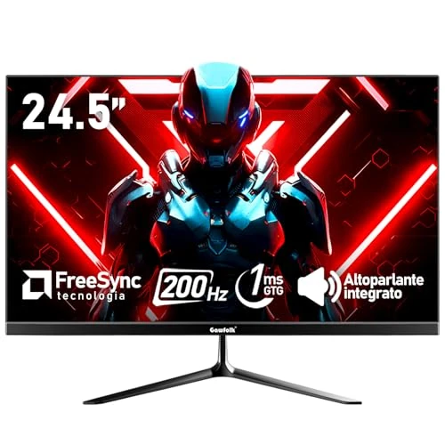 Offerta a tempo: Gawfolk Monitor per computer gioco 24,5 pollici per PC 200Hz, schermo FHD 1080p, altoparlanti integrati, 1 ms senza cornice, Freesync, 99% sRGB, DisplayPort, HDMI, montaggio a parete 75 * 75mm - nero - 32% da 139.99 € a 94.99 €